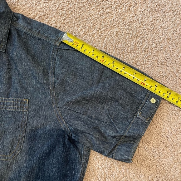 PD & C Blue Denim Men's Polo Button down Shirt - Picture 8 of 10